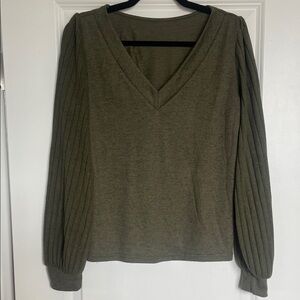 Olive Green V-Neck Sweater